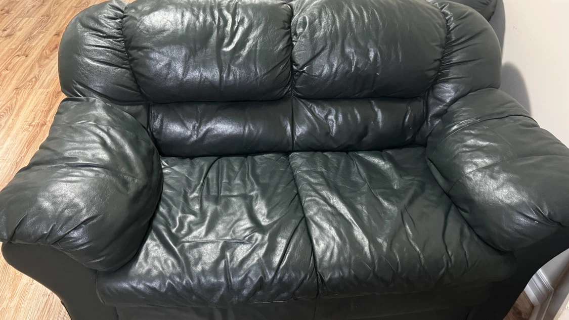 Green Leather Sofa and Loveseat Set - photo 2
