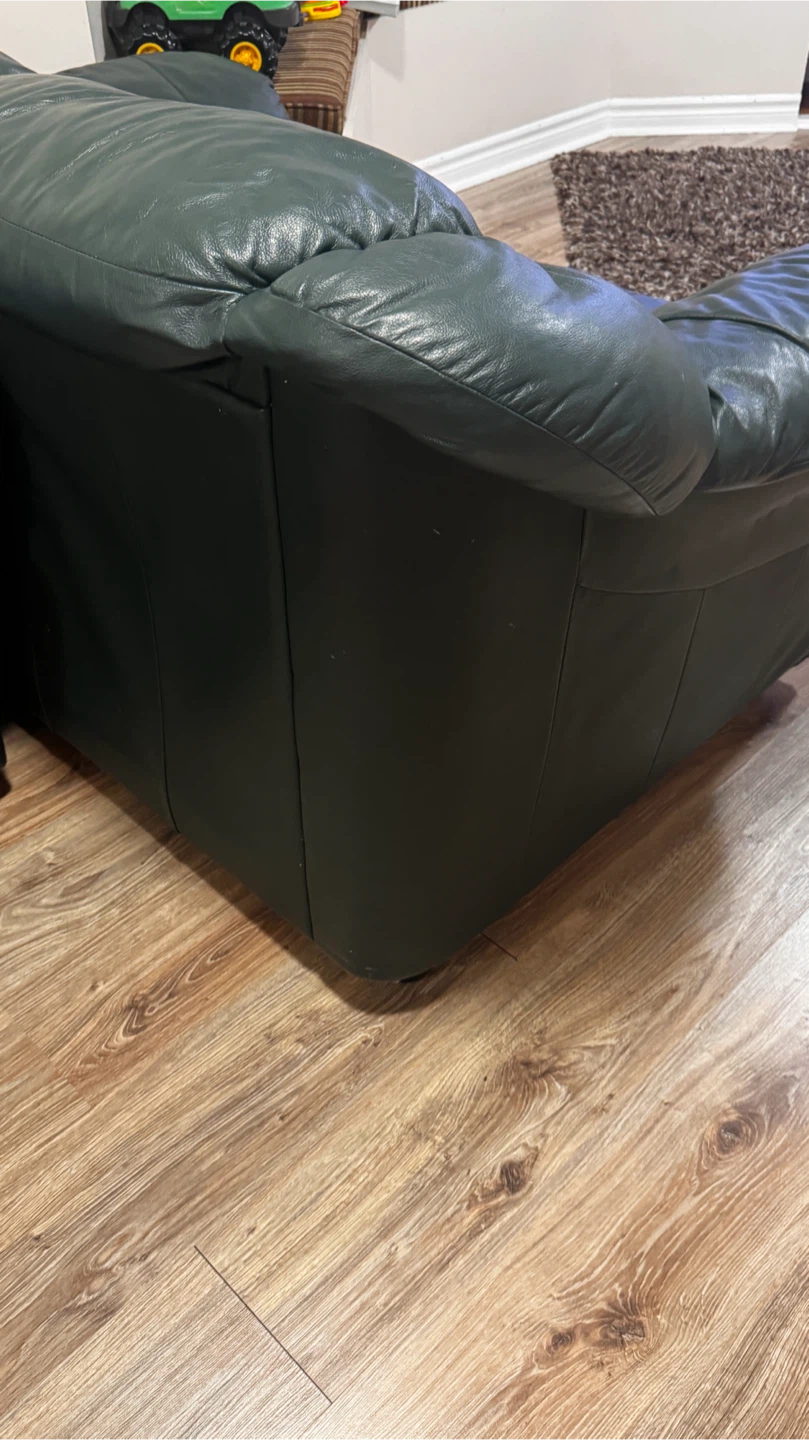 Green Leather Sofa and Loveseat Set - photo 3
