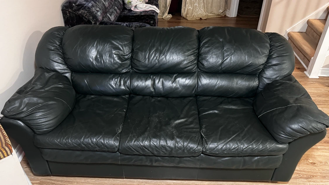 Green Leather Sofa and Loveseat Set - photo 4