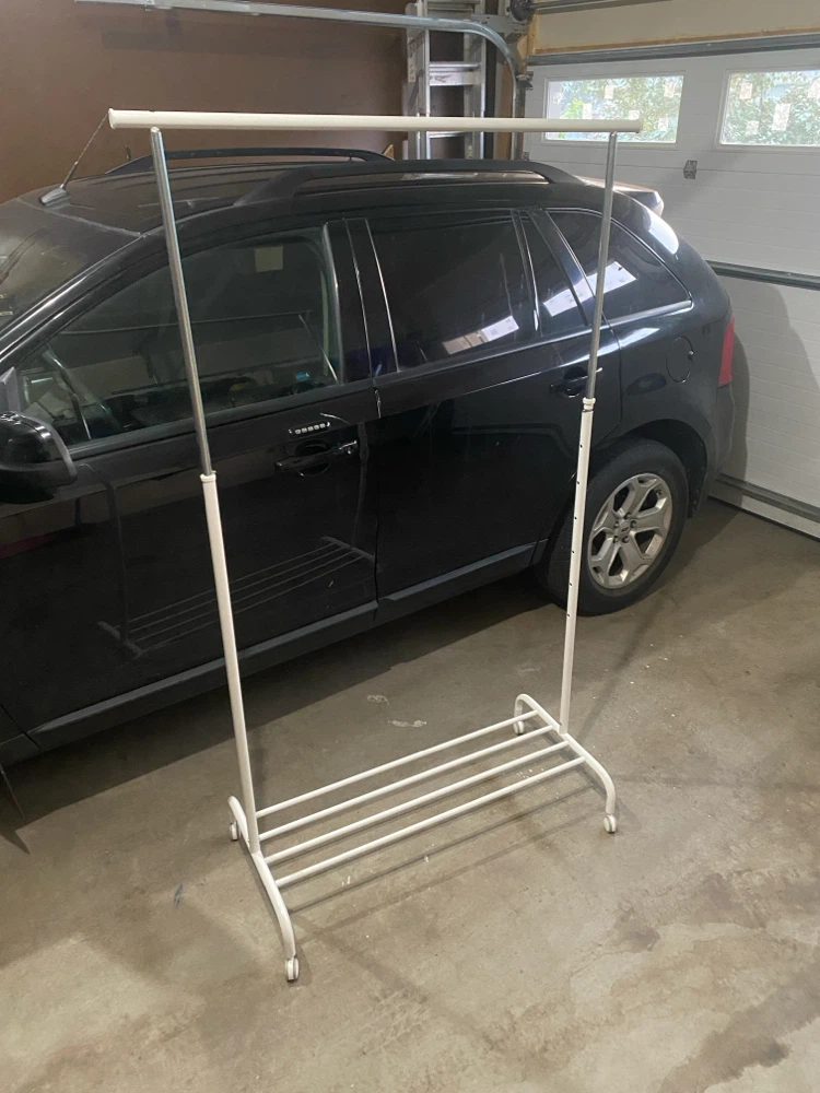 White Metal Rolling Clothes Rack