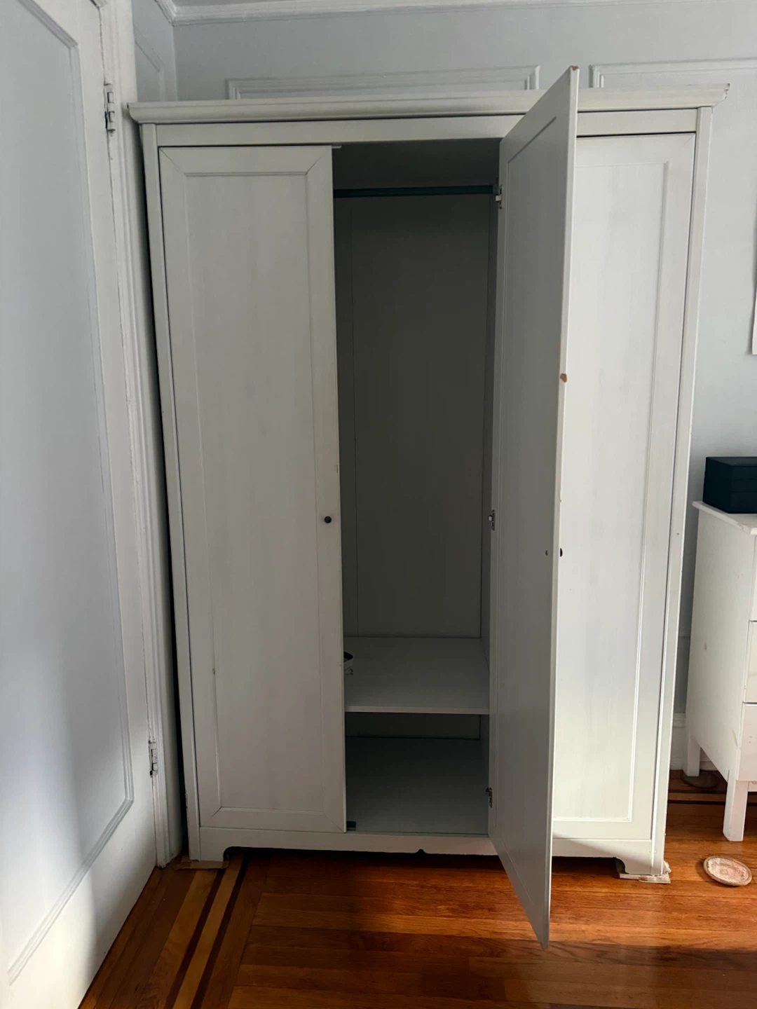 Three Door White Armoire with Full Length Mirror - photo 2