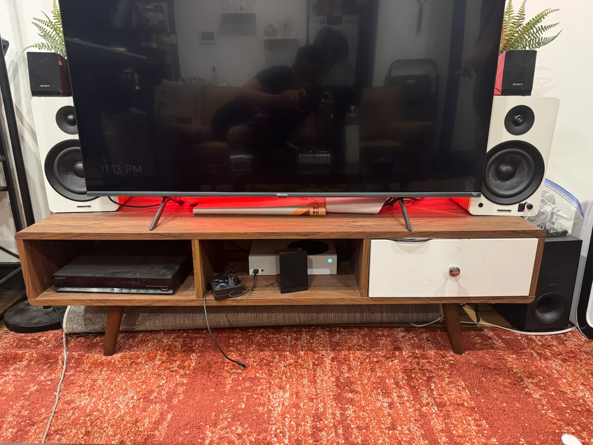 Mid-Century Modern Media Consile with Drawer