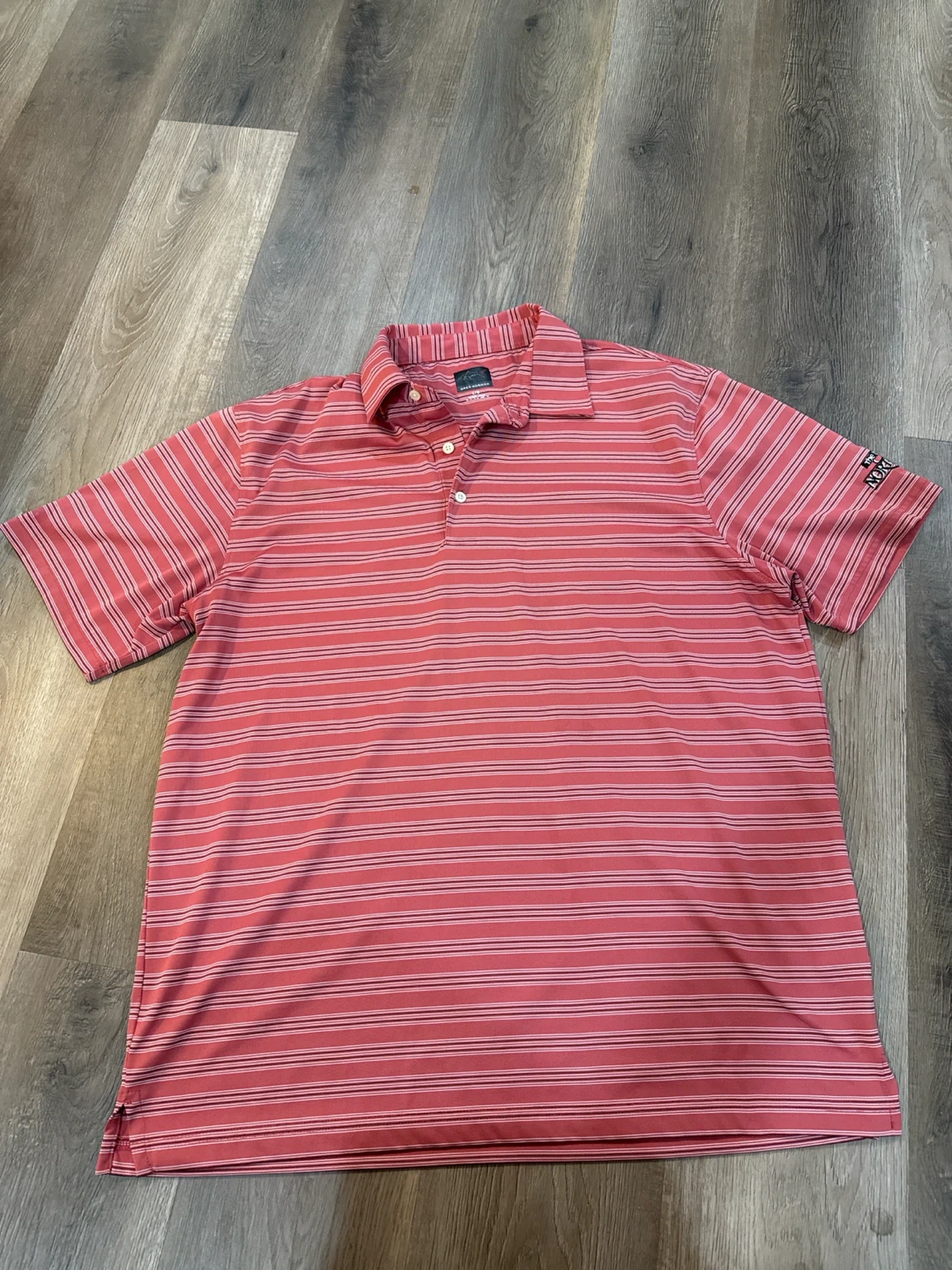 Greg Norman Mens Golf Polo Shirt - Red Stripe - Size L