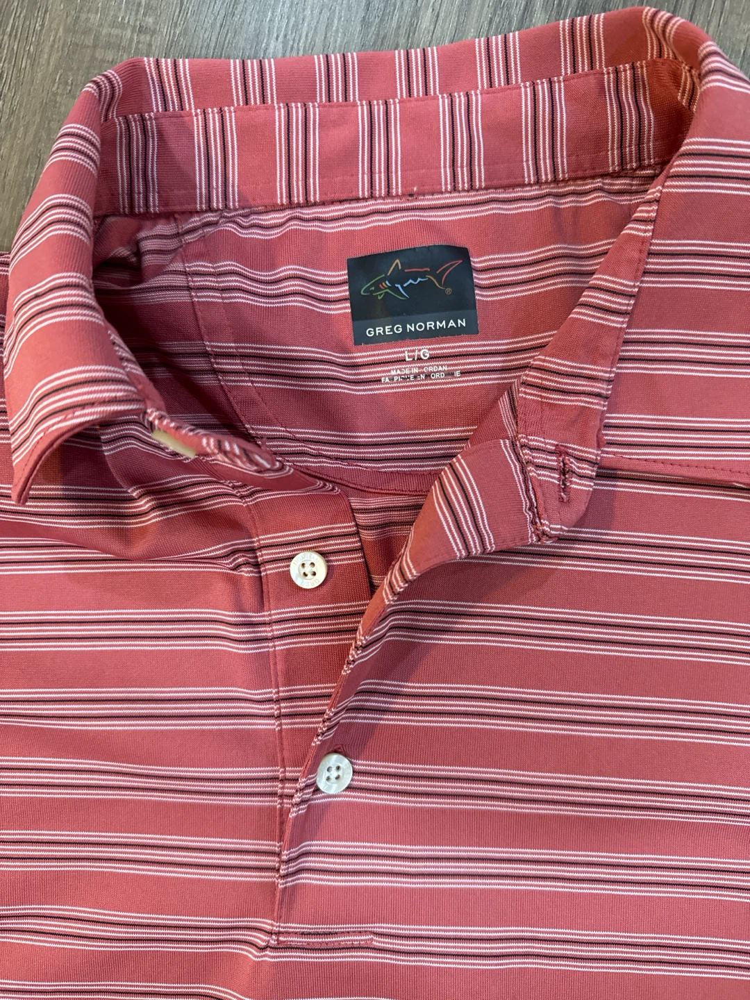 Greg Norman Mens Golf Polo Shirt - Red Stripe - Size L - photo 2