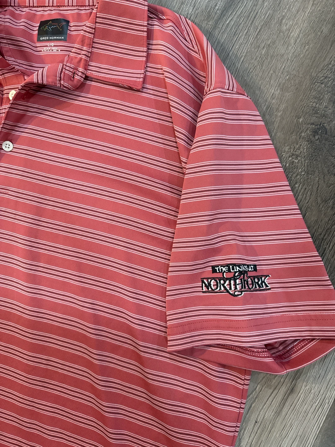 Greg Norman Mens Golf Polo Shirt - Red Stripe - Size L - photo 3