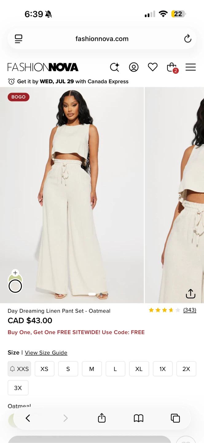 Fashion Nova Day Dreaming Linen Pant Set - Oatmeal