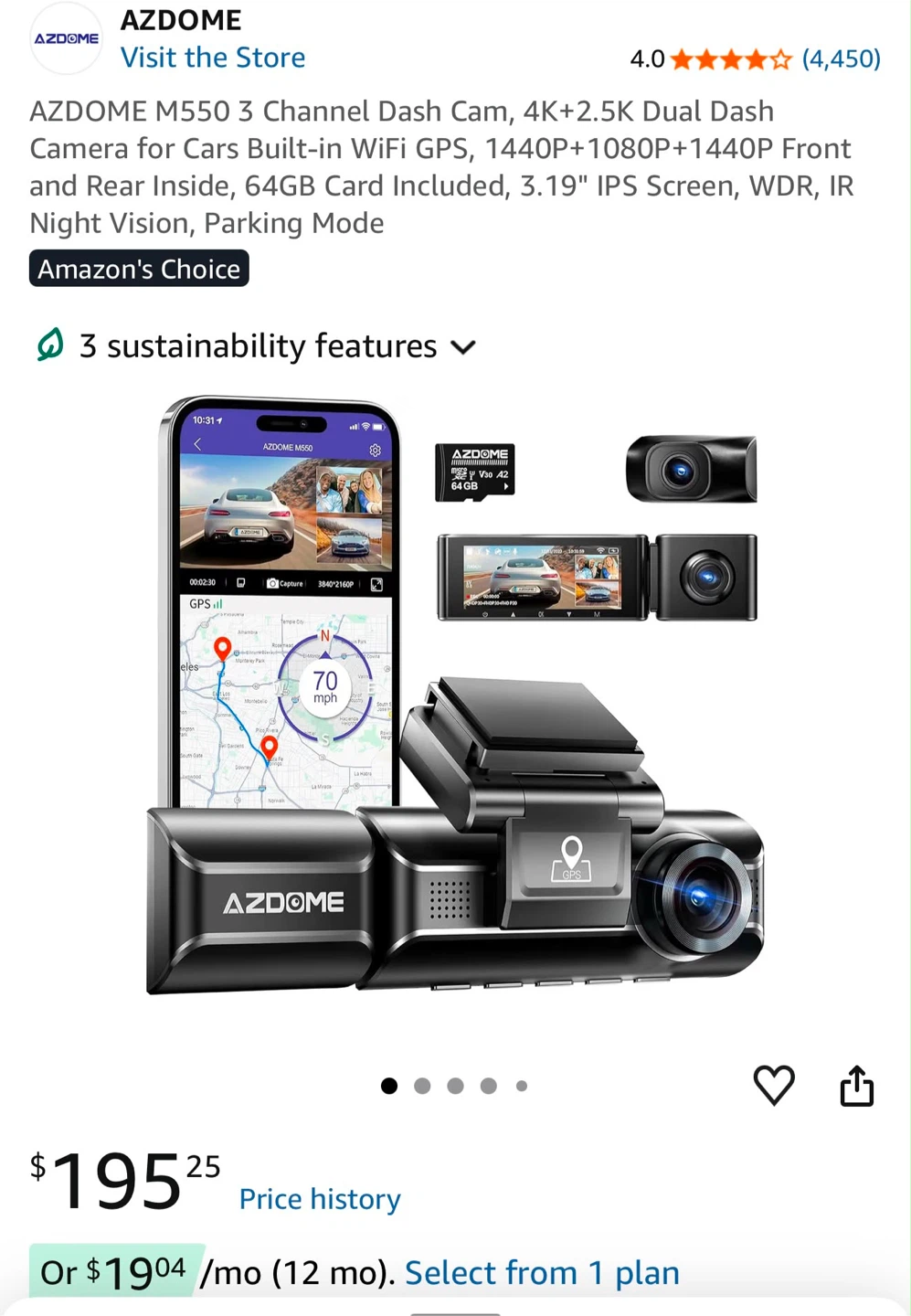 AZDOME M550 3 Channel Dash Cam System - photo 3