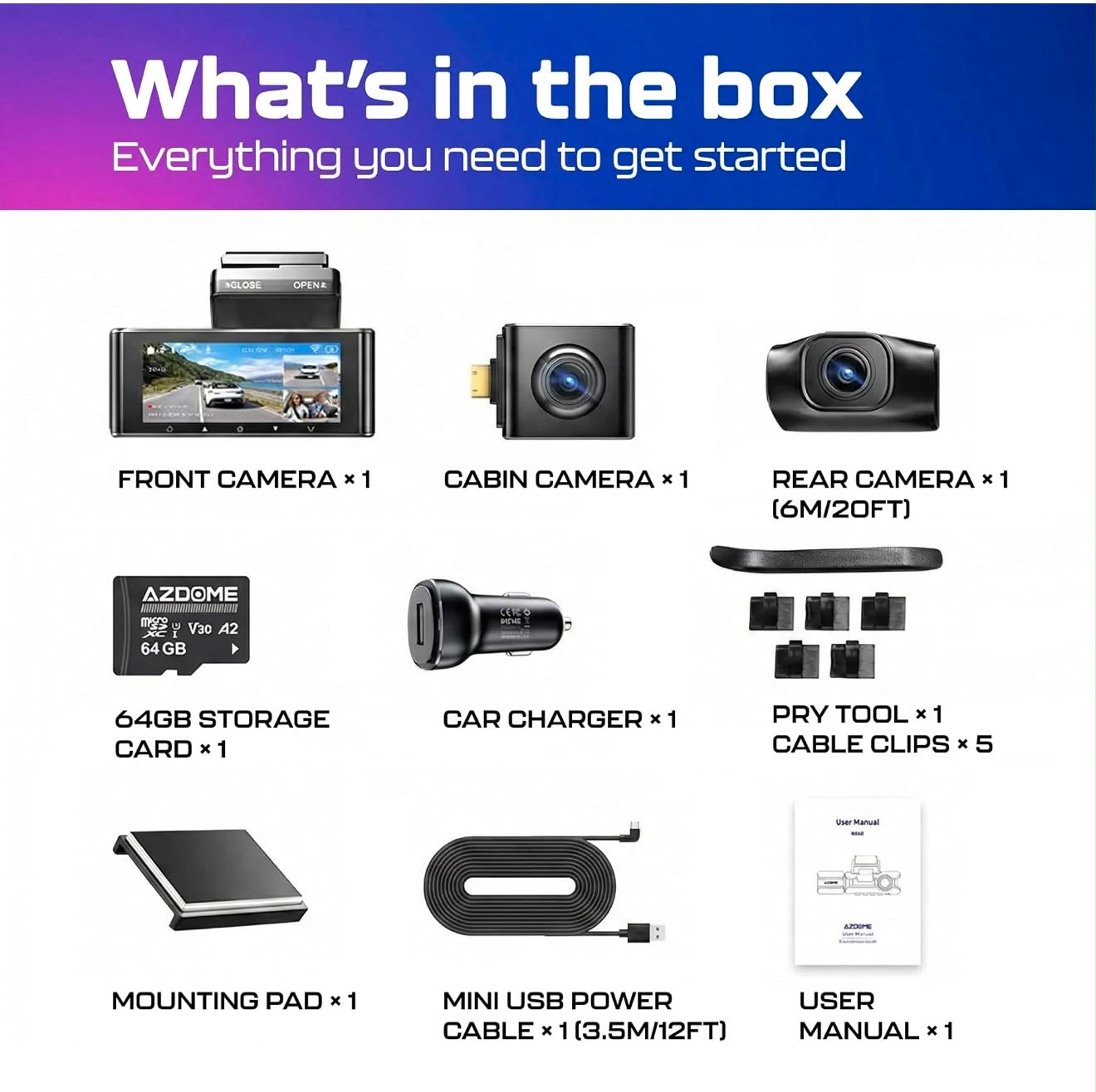 AZDOME M550 3 Channel Dash Cam System - photo 5