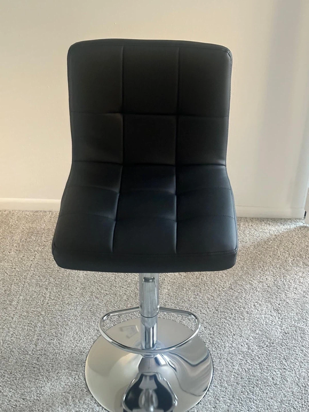 Black Faux Leather Bar Stool
