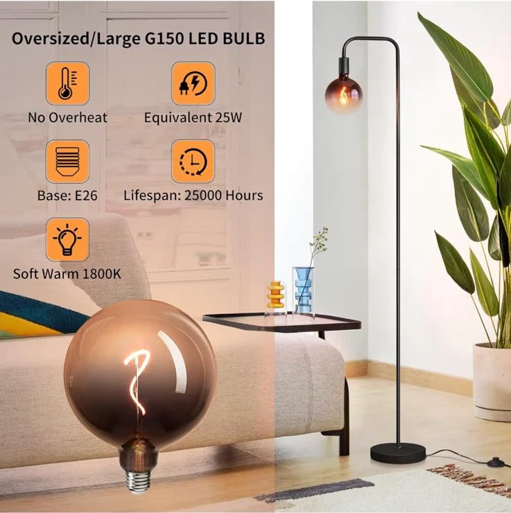 Brand new Black Floor Lamp with Oversized G150 LED Bulb