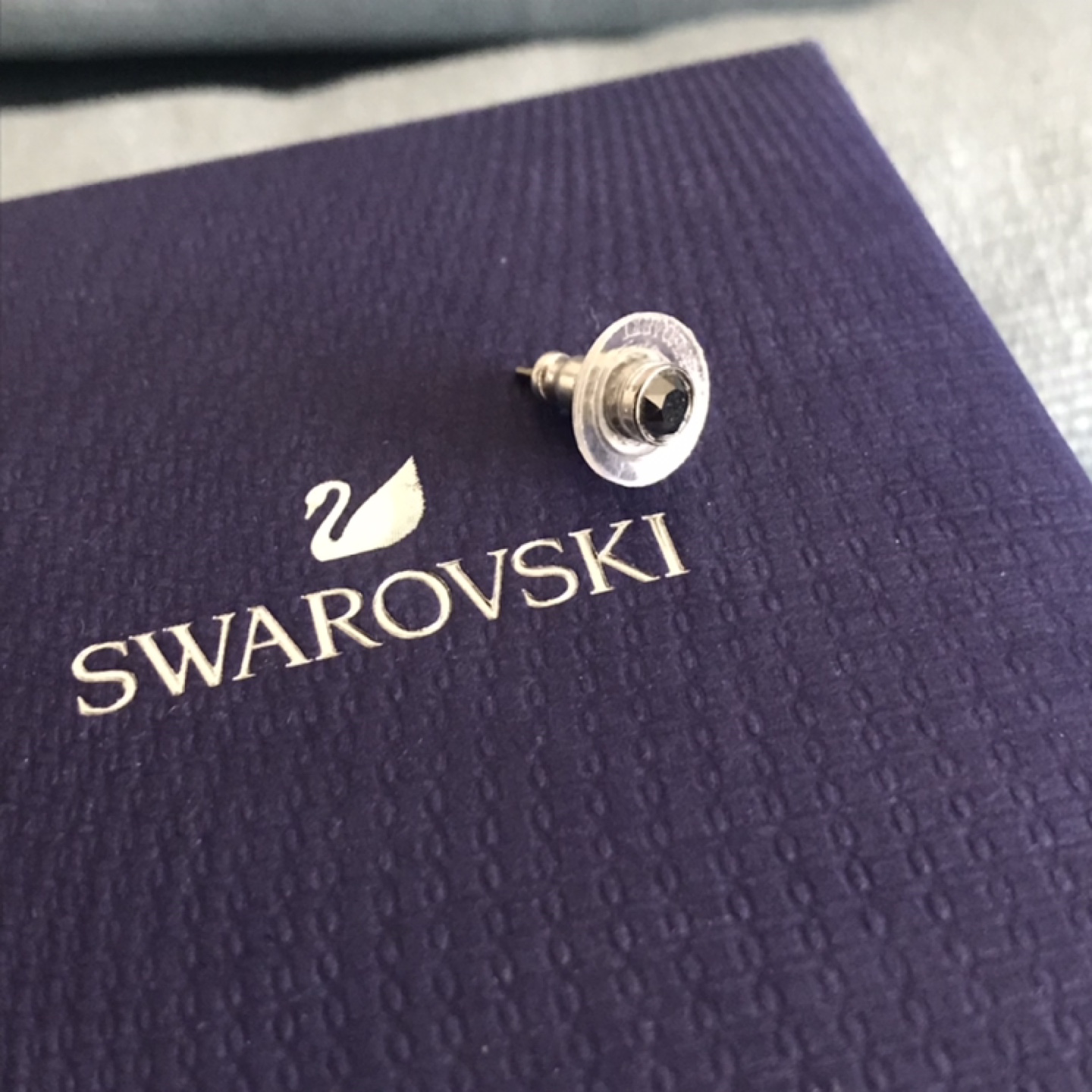 SWAROVSKI Black Crystal STUD Earring in Box- Jewelry - photo 2