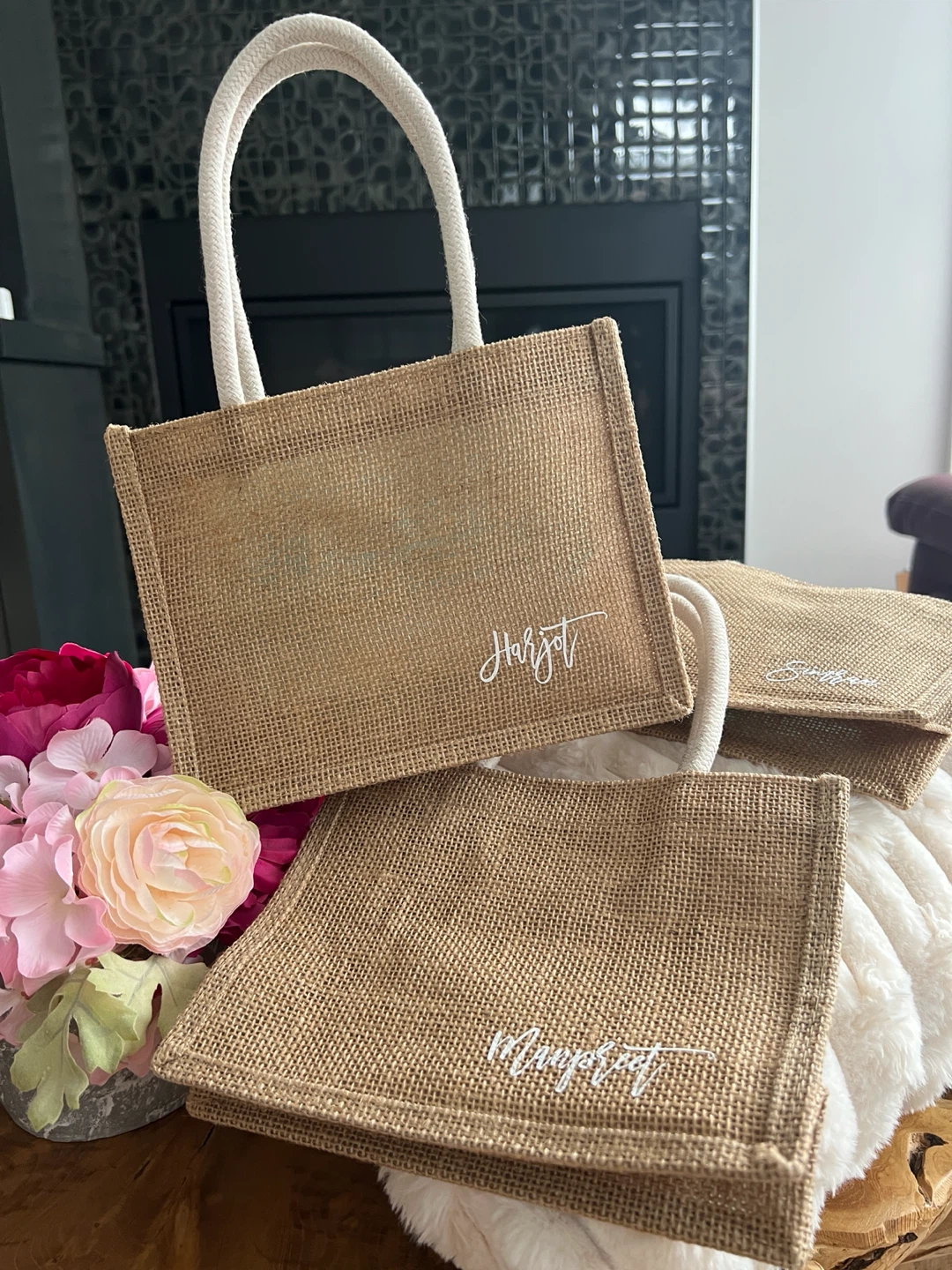 Personalized Burlap Tote - photo 3