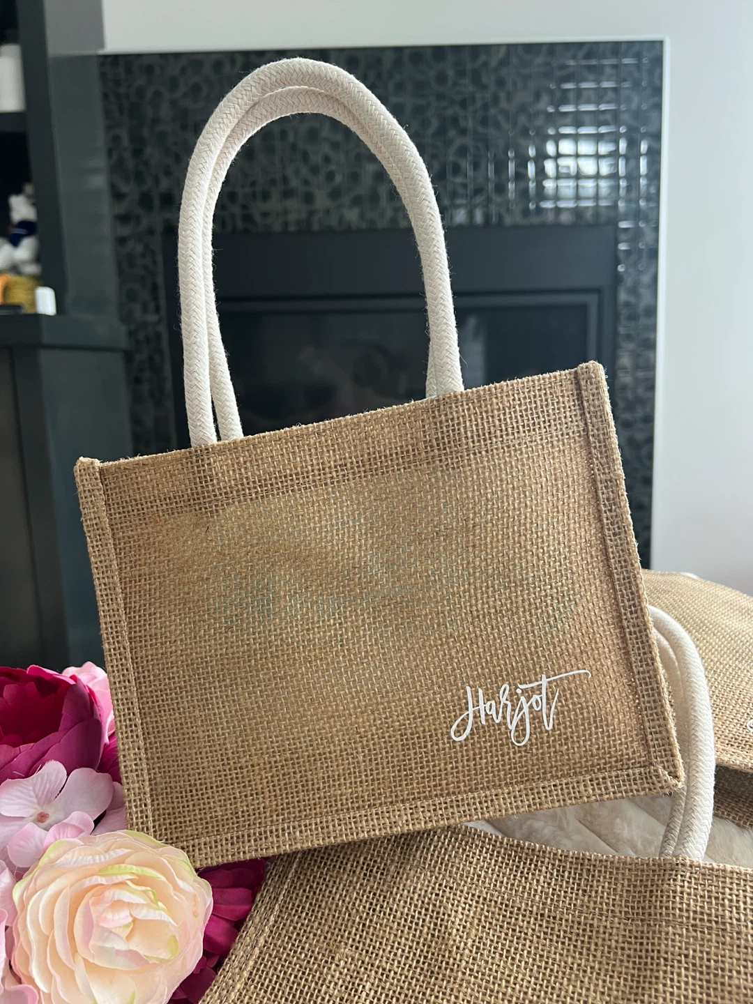 Personalized Burlap Tote - photo 4