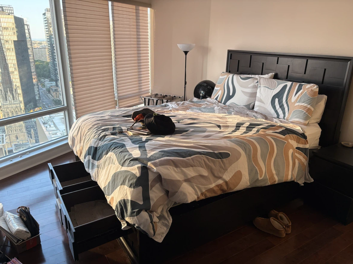 Black Wooden Queen Bed Frame with Storage Drawers