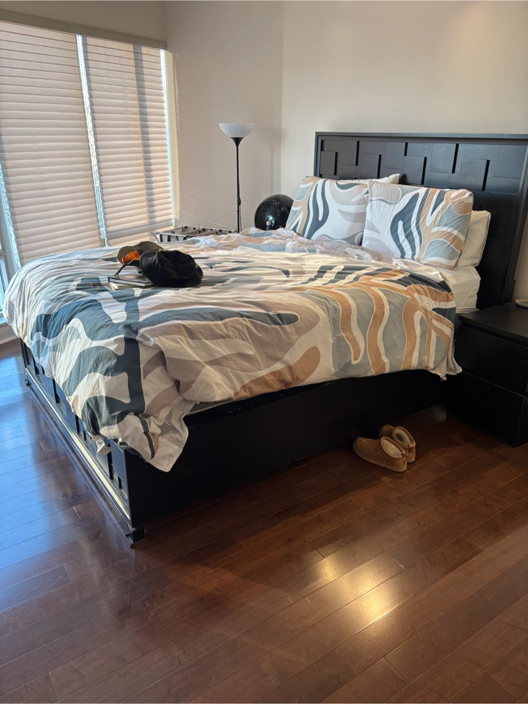 Black Wooden Queen Bed Frame with Storage Drawers - photo 4