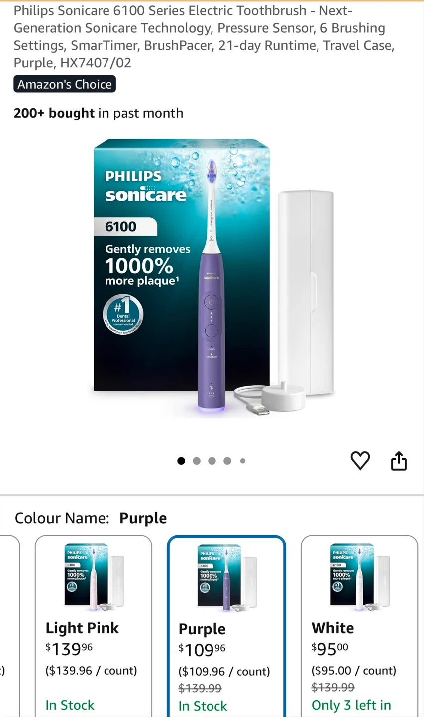 Philips Sonicare 6100 Series Electric Toothbrush - Purple - photo 3