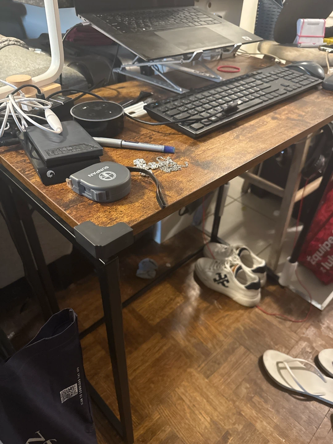 Foldable Desk with Rustic Wood Top