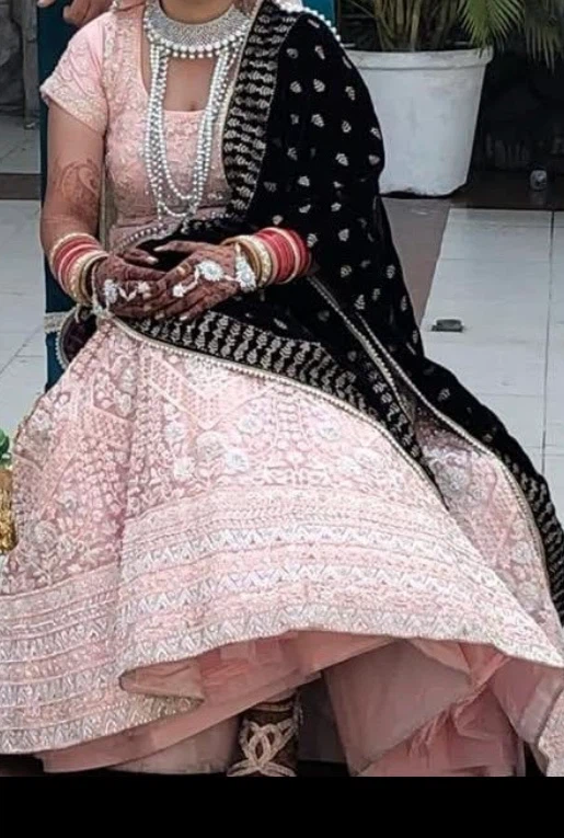 Pink Embroidered Bridal Lehenga Choli with Dupatta