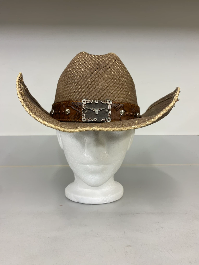 Straw Cowboy Hat with Western Buckle