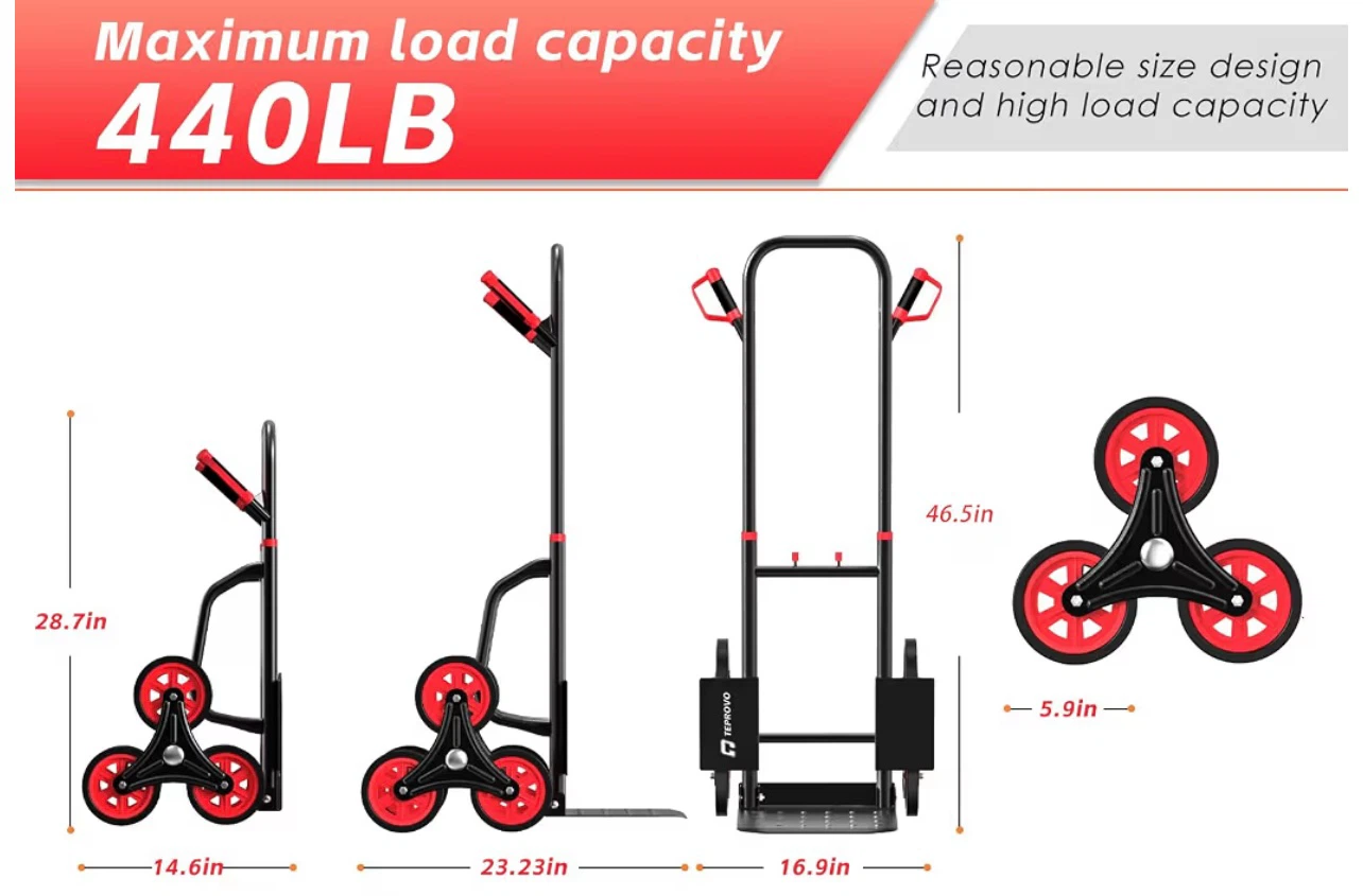 TEPROVO 3-Wheel Stair Climbing Hand Truck Dolly - photo 2