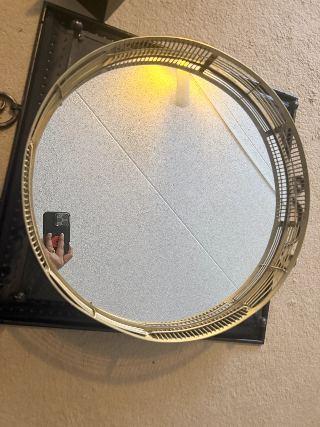 VTG Gold Round Mirrored Coffee Table Accent Tray–Heavy - photo 2