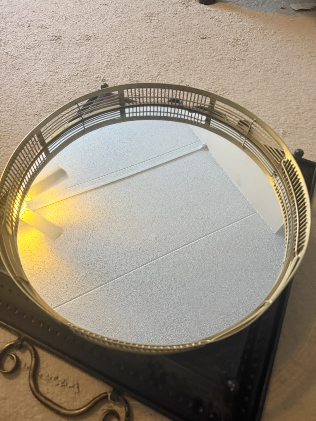 VTG Gold Round Mirrored Coffee Table Accent Tray–Heavy - photo 3