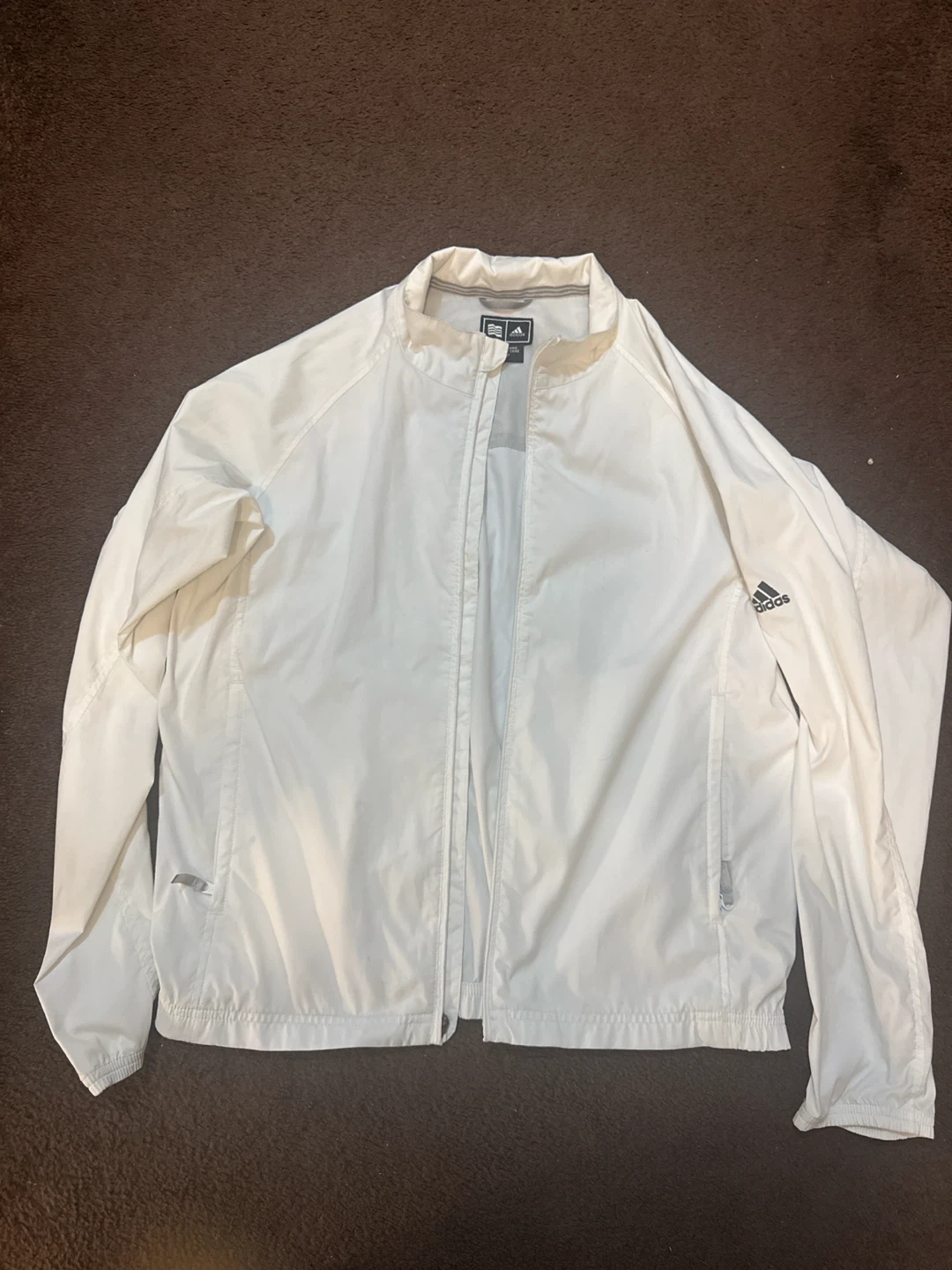 Adidas White Polyester Track Jacket