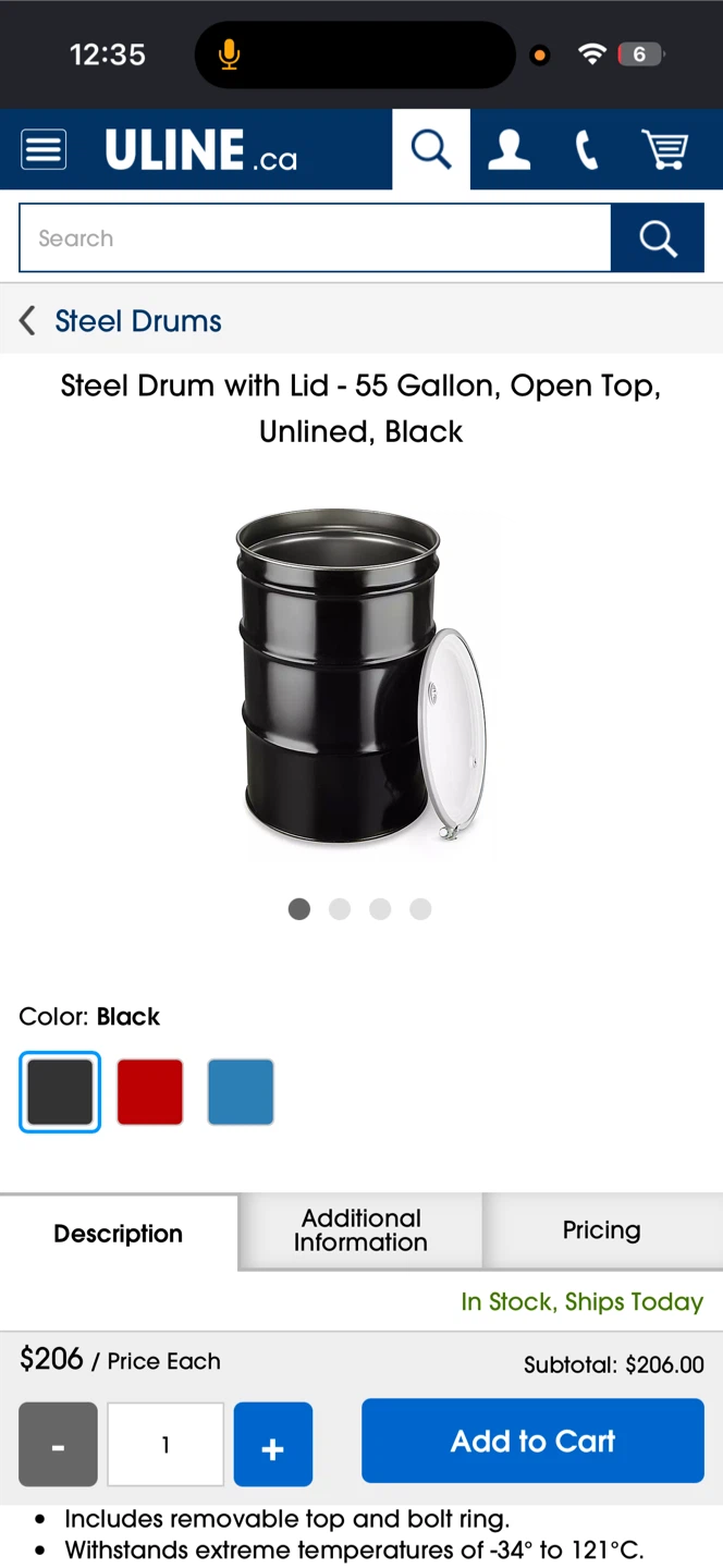 Used 55 Gallon Steel Drum