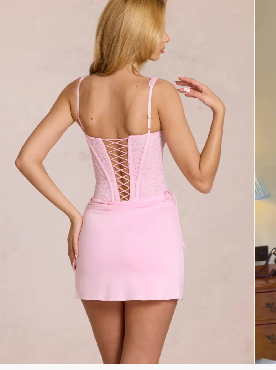 Oh Polly Arayln Lace Corset Mini Dress - Blossom Pink - photo 3