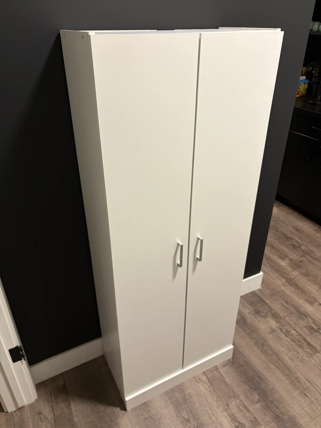 Storage cabinet with doors and shelf in white - photo 3