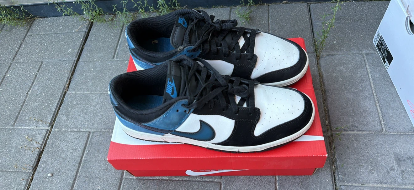 Nike Dunk Low Retro White Black Blue Men's Size 12 - photo 4