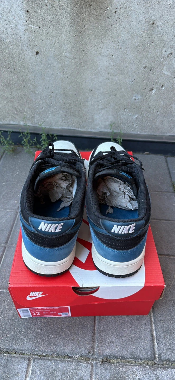 Nike Dunk Low Retro White Black Blue Men's Size 12 - photo 5