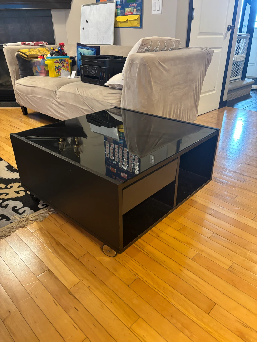 Black Coffee Table with Wheels
