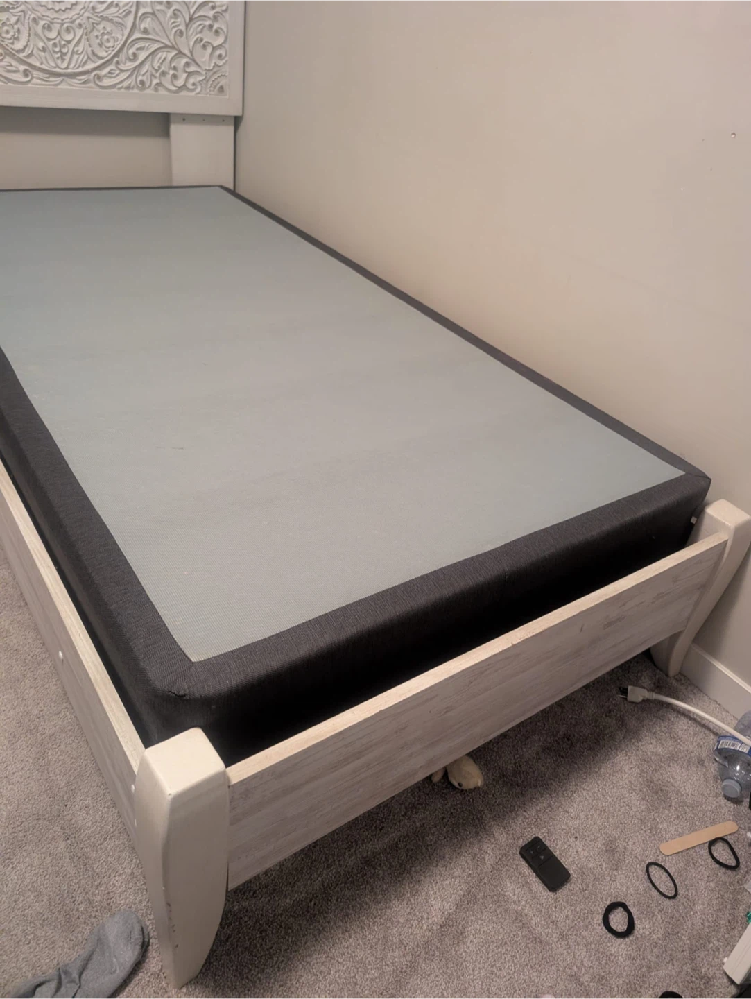 Carved Headboard Bed Frame with Box Spring - photo 3