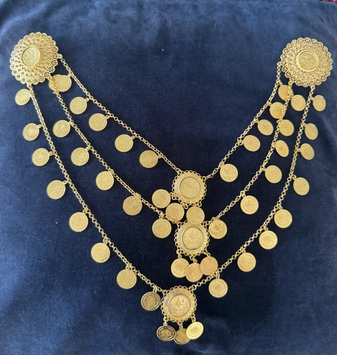 Gold plated Tone Multi-Layered Coin Necklace - photo 2
