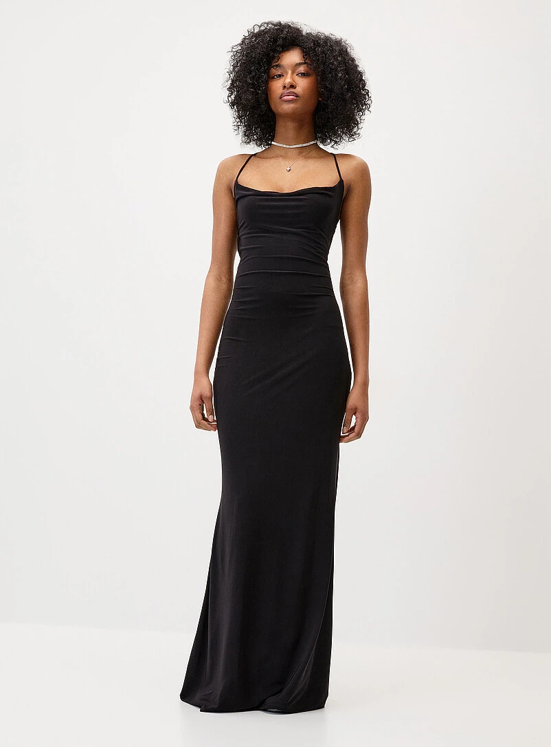 Black laced back maxi dress
