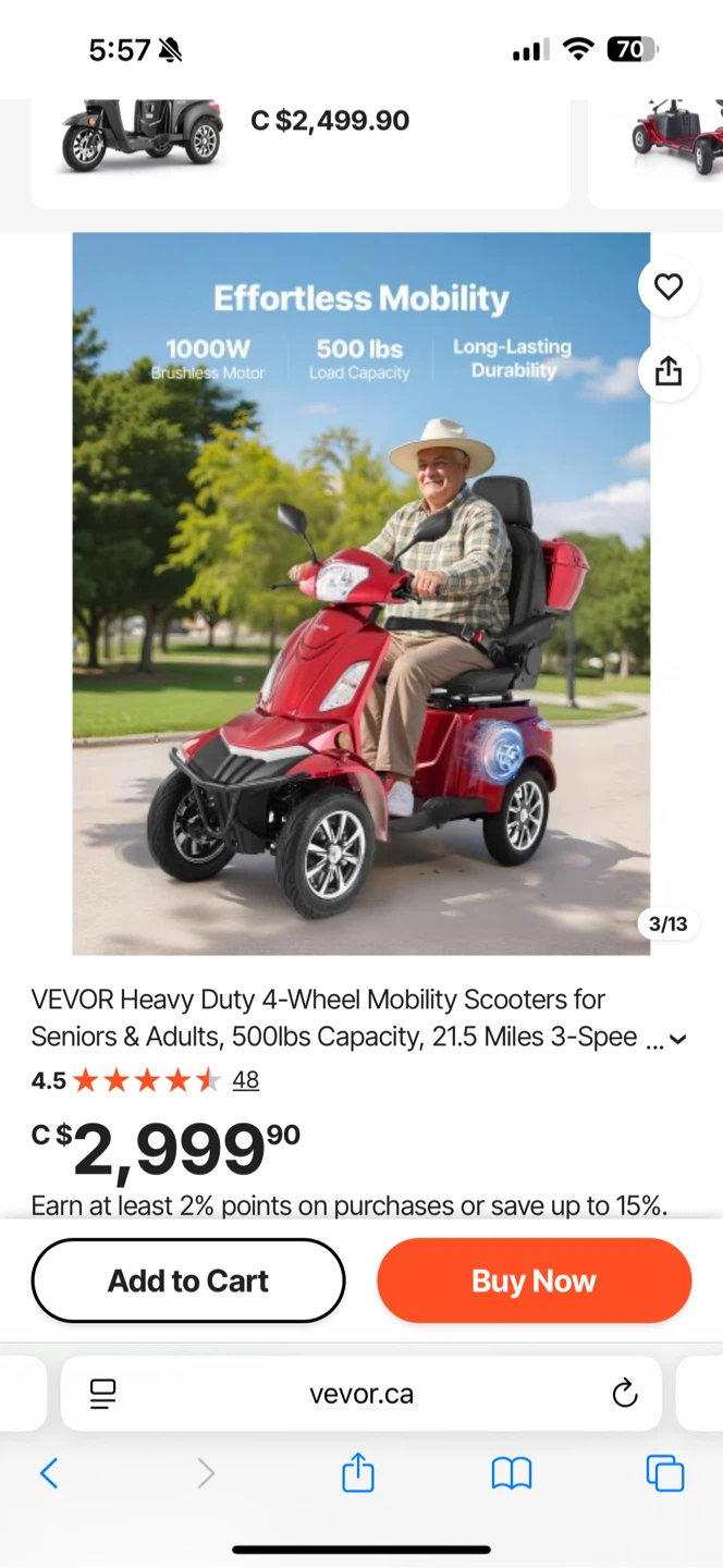 VEVOR Heavy Duty 4-Wheel Mobility Scooter