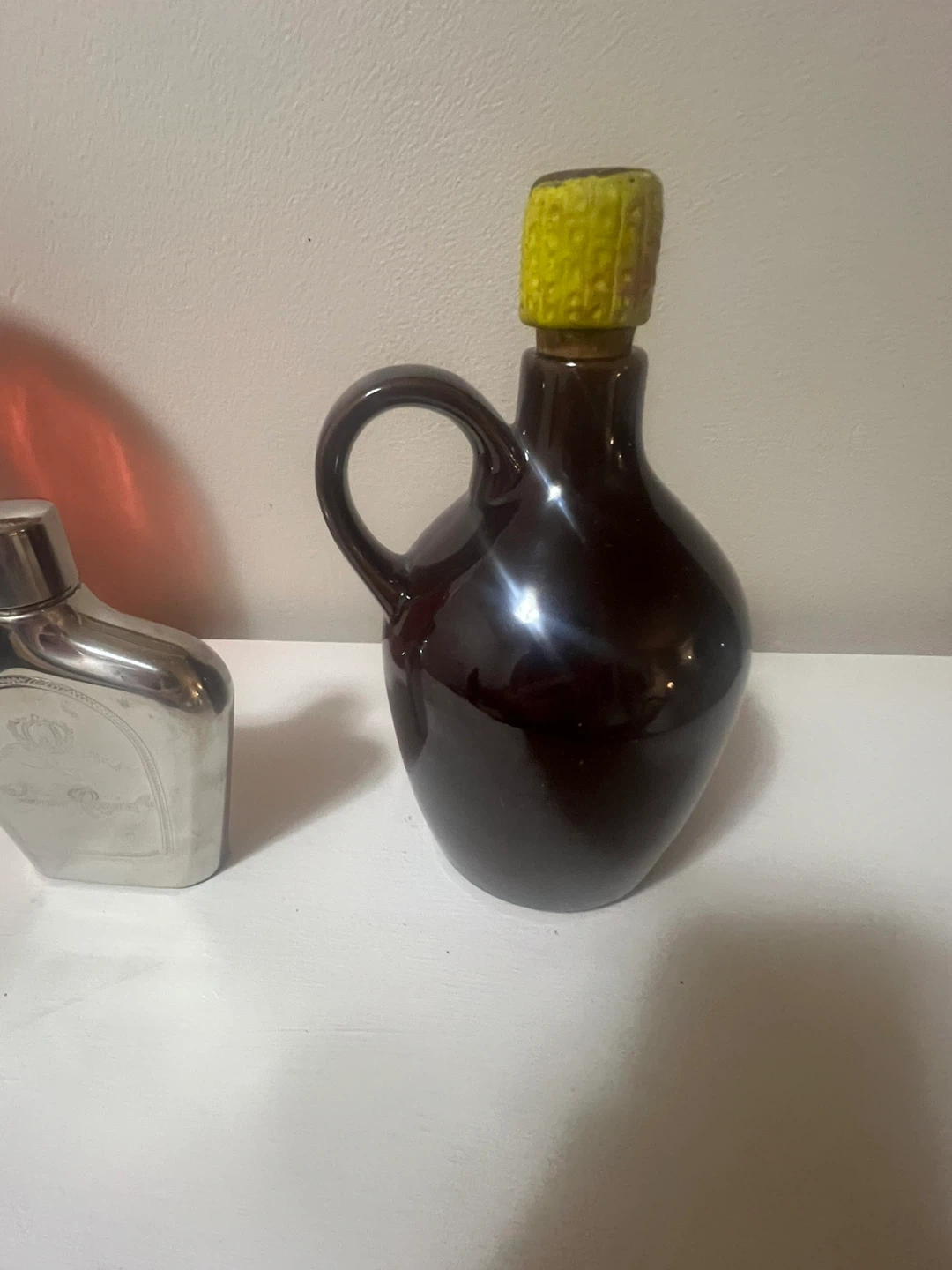Vintage Barware Lot: Glass Boot, Brown Jug & Crown Royal Flask - photo 4