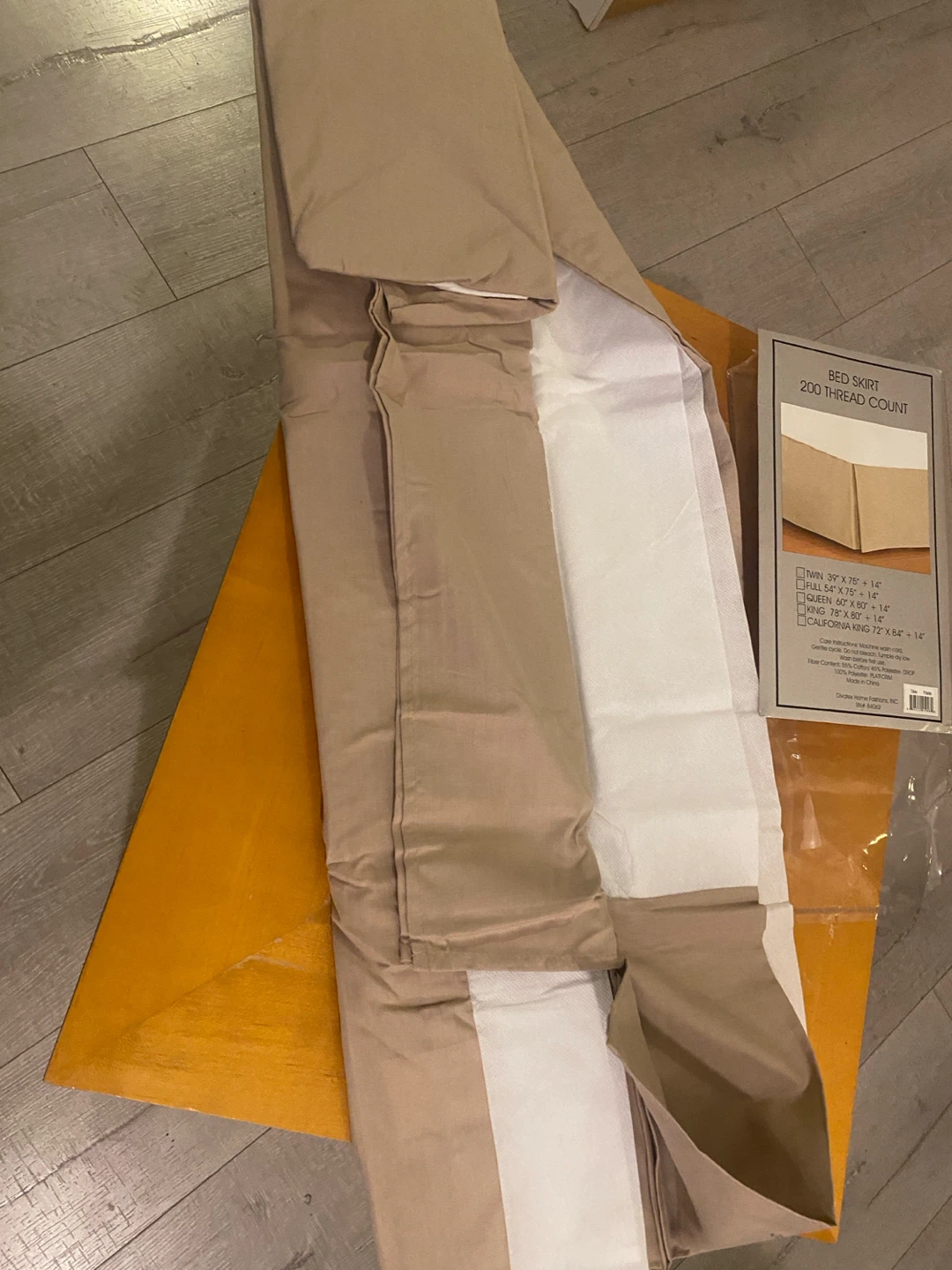 Twin Bed Skirt – Tan, 200 Thread Count, 14” Drop, Cotton Blend - photo 2