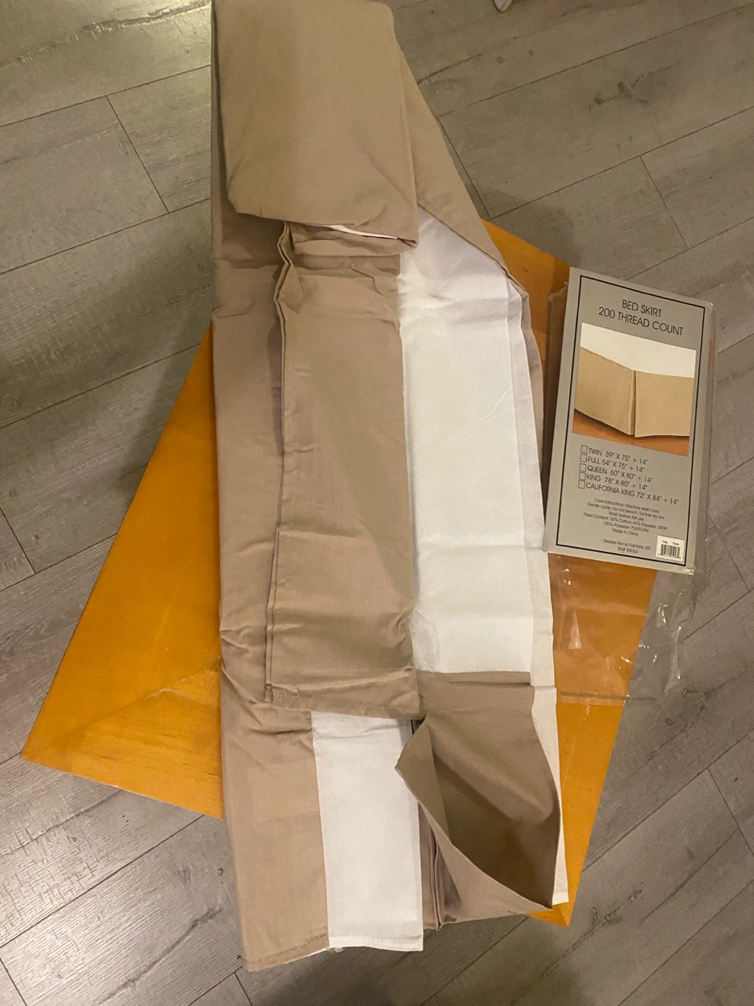 Twin Bed Skirt – Tan, 200 Thread Count, 14” Drop, Cotton Blend - photo 3
