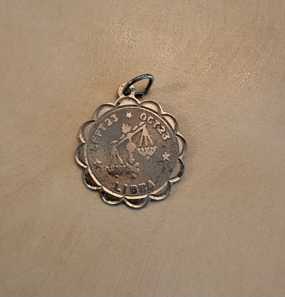 Vintage Sterling Silver Libra Zodiac Charm Pendant