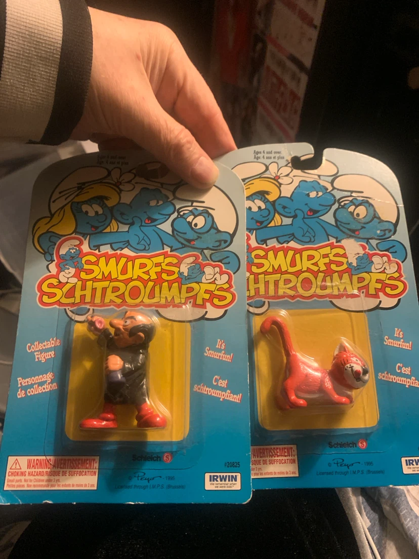 TWO (2) RARE Smurfs Schleich Peyo – , Carded – New/NOS