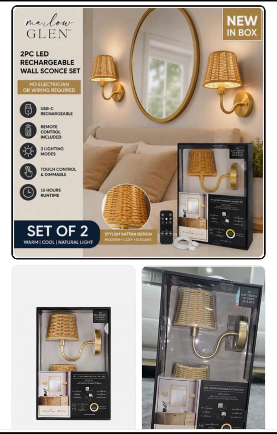Rechargeable LED Wall Sconces – Wireless & No Wiring