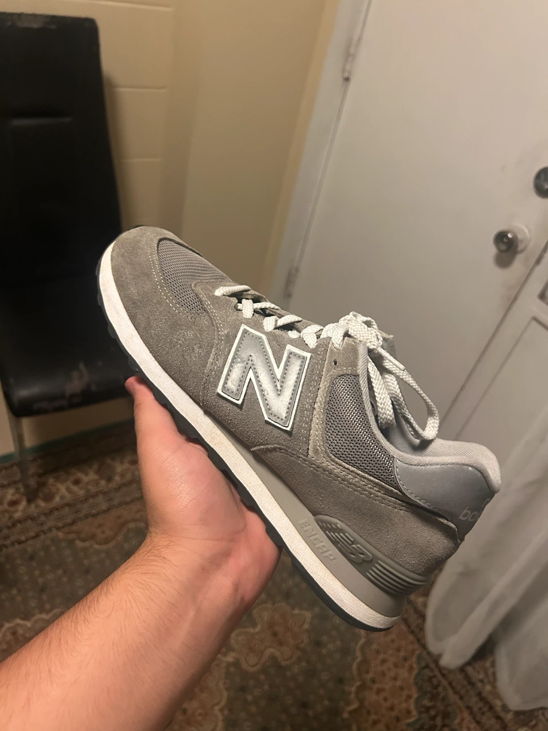 New Balance 574 Classic Grey Suede Sneakers