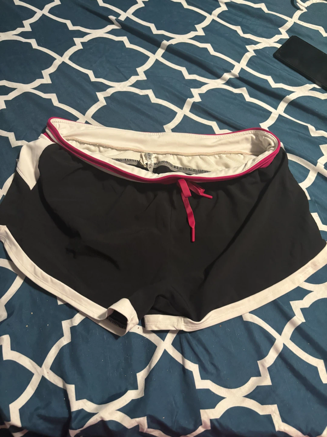 Fabletics Running Shorts Black Pink Trim