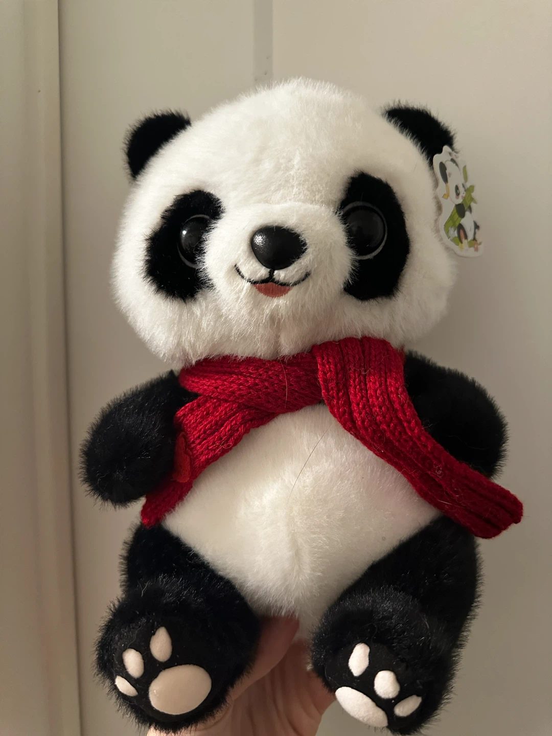 Plush Panda with Red Scarf