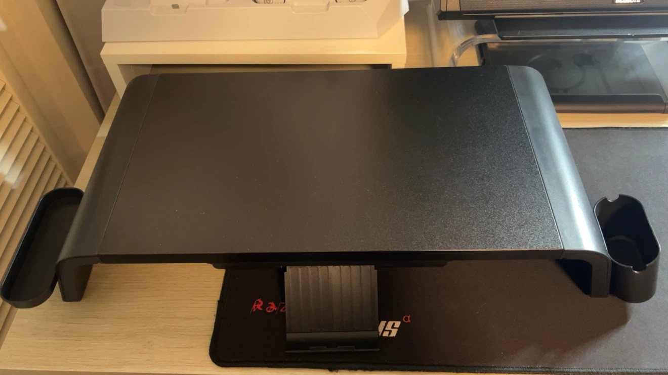 Black Monitor Stand with Drawer