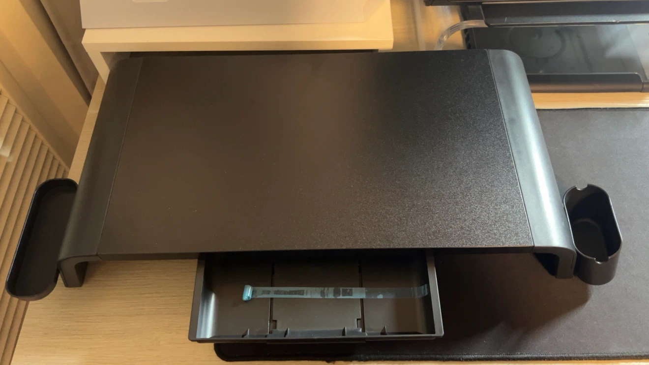 Black Monitor Stand with Drawer - photo 2