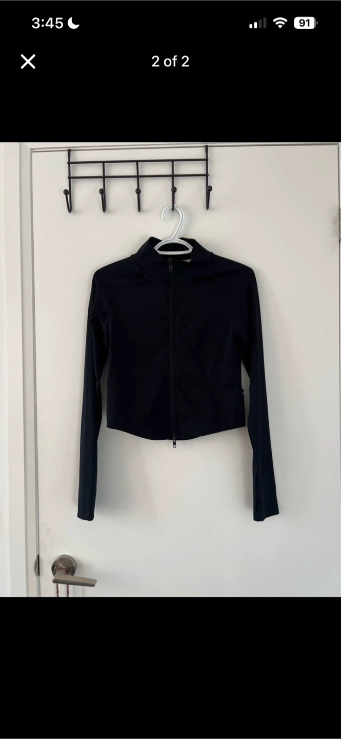 Black Full-Zip Cropped Athletic Jacket - photo 2