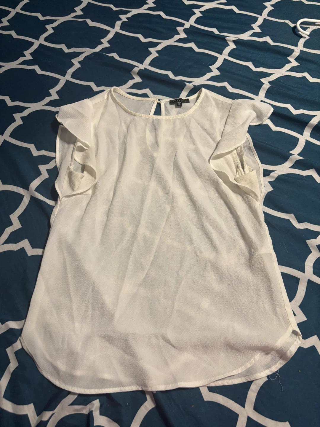 Dynamite White Ruffle Sleeve Blouse Top - XXS